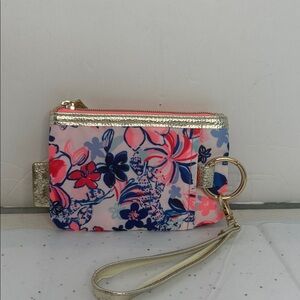 Floral Pink and Gold Women's Wristlet